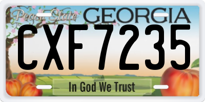 GA license plate CXF7235