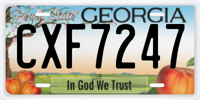 GA license plate CXF7247