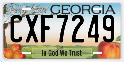 GA license plate CXF7249