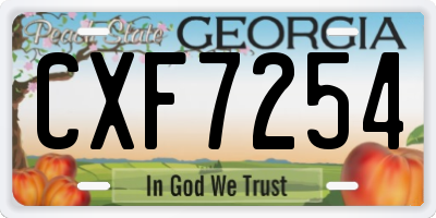 GA license plate CXF7254