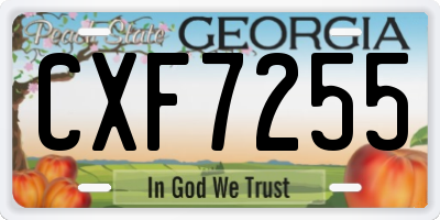GA license plate CXF7255
