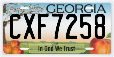 GA license plate CXF7258