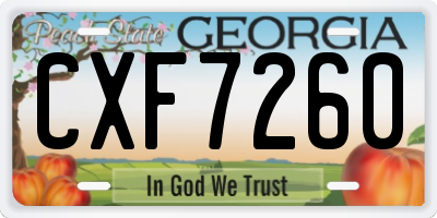 GA license plate CXF7260