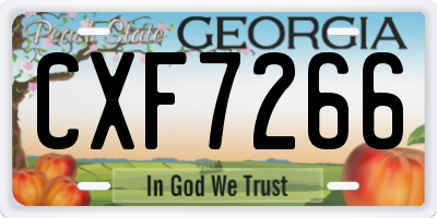 GA license plate CXF7266