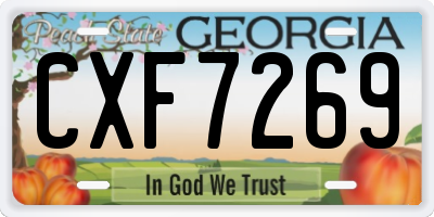 GA license plate CXF7269