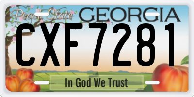 GA license plate CXF7281