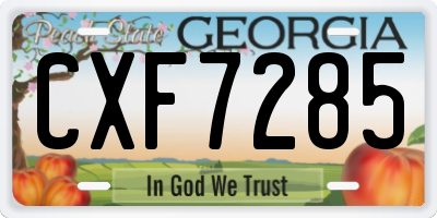 GA license plate CXF7285