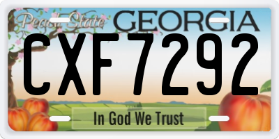 GA license plate CXF7292