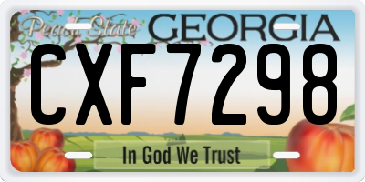 GA license plate CXF7298