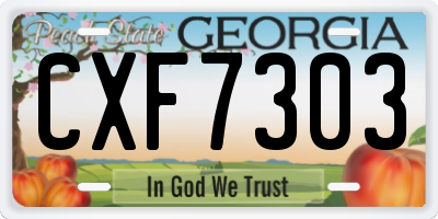 GA license plate CXF7303