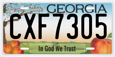 GA license plate CXF7305