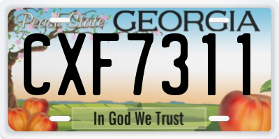 GA license plate CXF7311