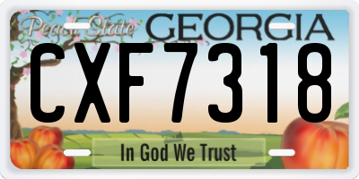 GA license plate CXF7318