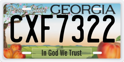 GA license plate CXF7322