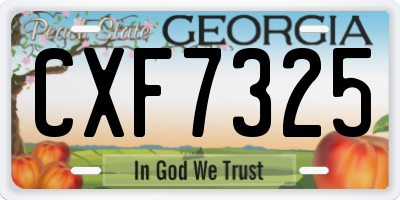 GA license plate CXF7325