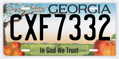 GA license plate CXF7332