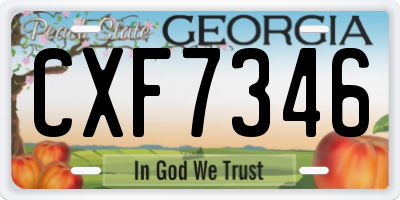 GA license plate CXF7346