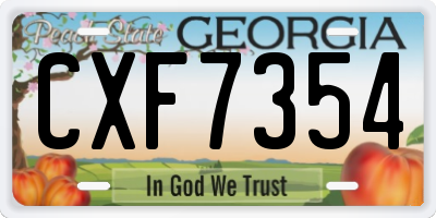 GA license plate CXF7354