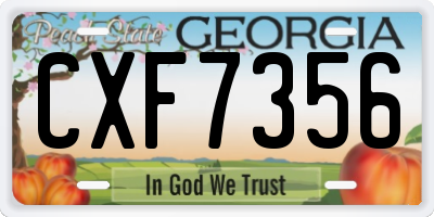 GA license plate CXF7356
