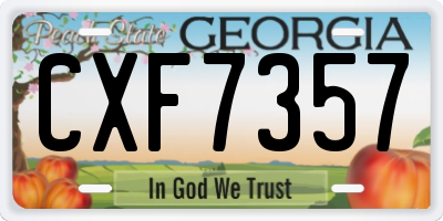 GA license plate CXF7357
