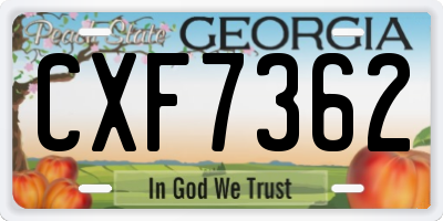 GA license plate CXF7362