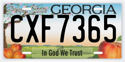 GA license plate CXF7365
