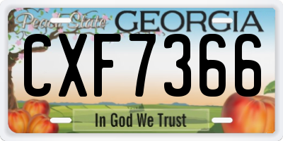 GA license plate CXF7366