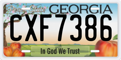 GA license plate CXF7386