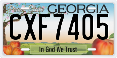 GA license plate CXF7405