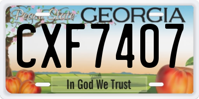 GA license plate CXF7407
