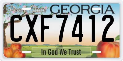 GA license plate CXF7412