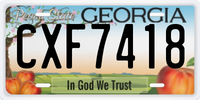 GA license plate CXF7418