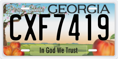 GA license plate CXF7419