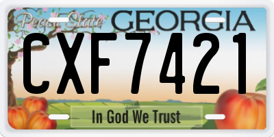 GA license plate CXF7421