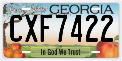 GA license plate CXF7422