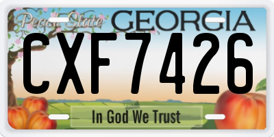 GA license plate CXF7426