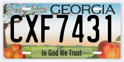 GA license plate CXF7431
