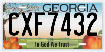 GA license plate CXF7432
