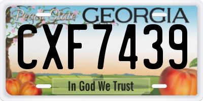 GA license plate CXF7439