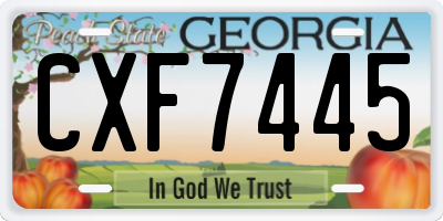 GA license plate CXF7445
