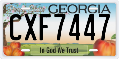 GA license plate CXF7447