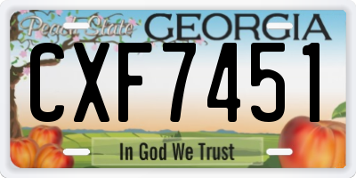 GA license plate CXF7451