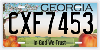 GA license plate CXF7453