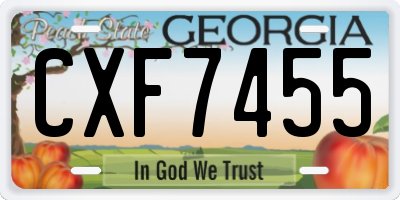 GA license plate CXF7455