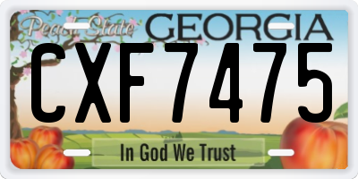 GA license plate CXF7475