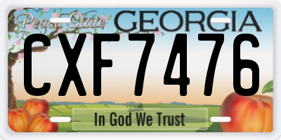 GA license plate CXF7476