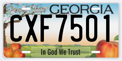 GA license plate CXF7501