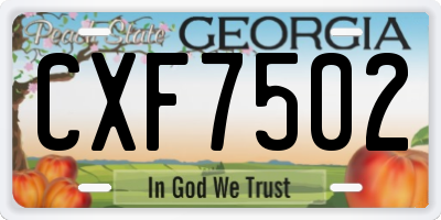 GA license plate CXF7502
