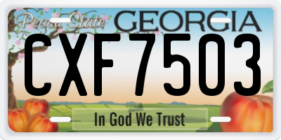 GA license plate CXF7503