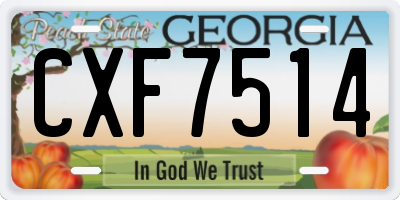 GA license plate CXF7514